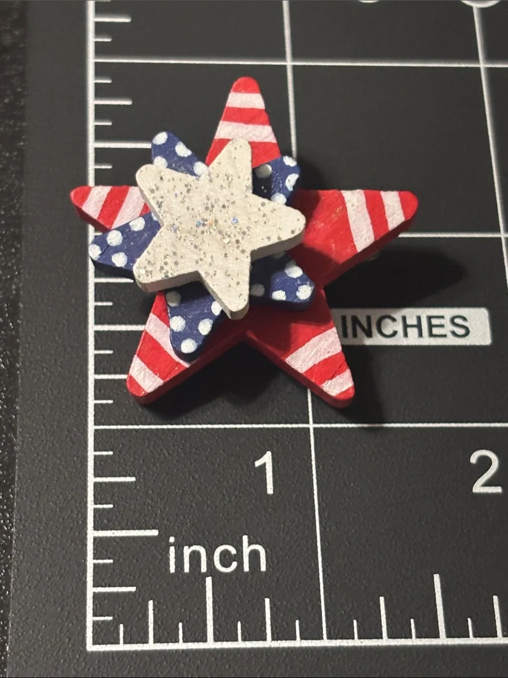 Patriotic Red, White & Blue Star Layered Brooch